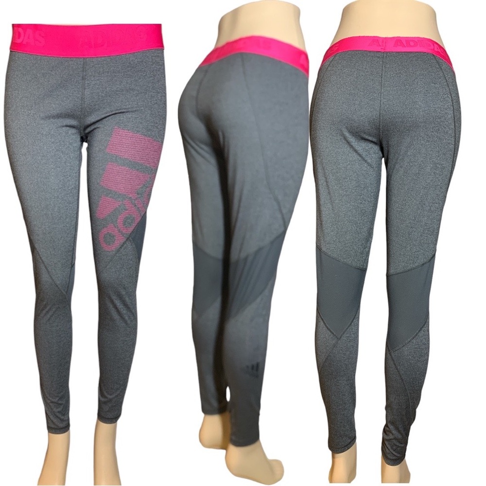 Adidas tech fit compression athlete  Pink and Grey leggings Size L